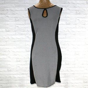 SAHARA Dress Black and White Waffle Weave Sleeveless Sheath Medium